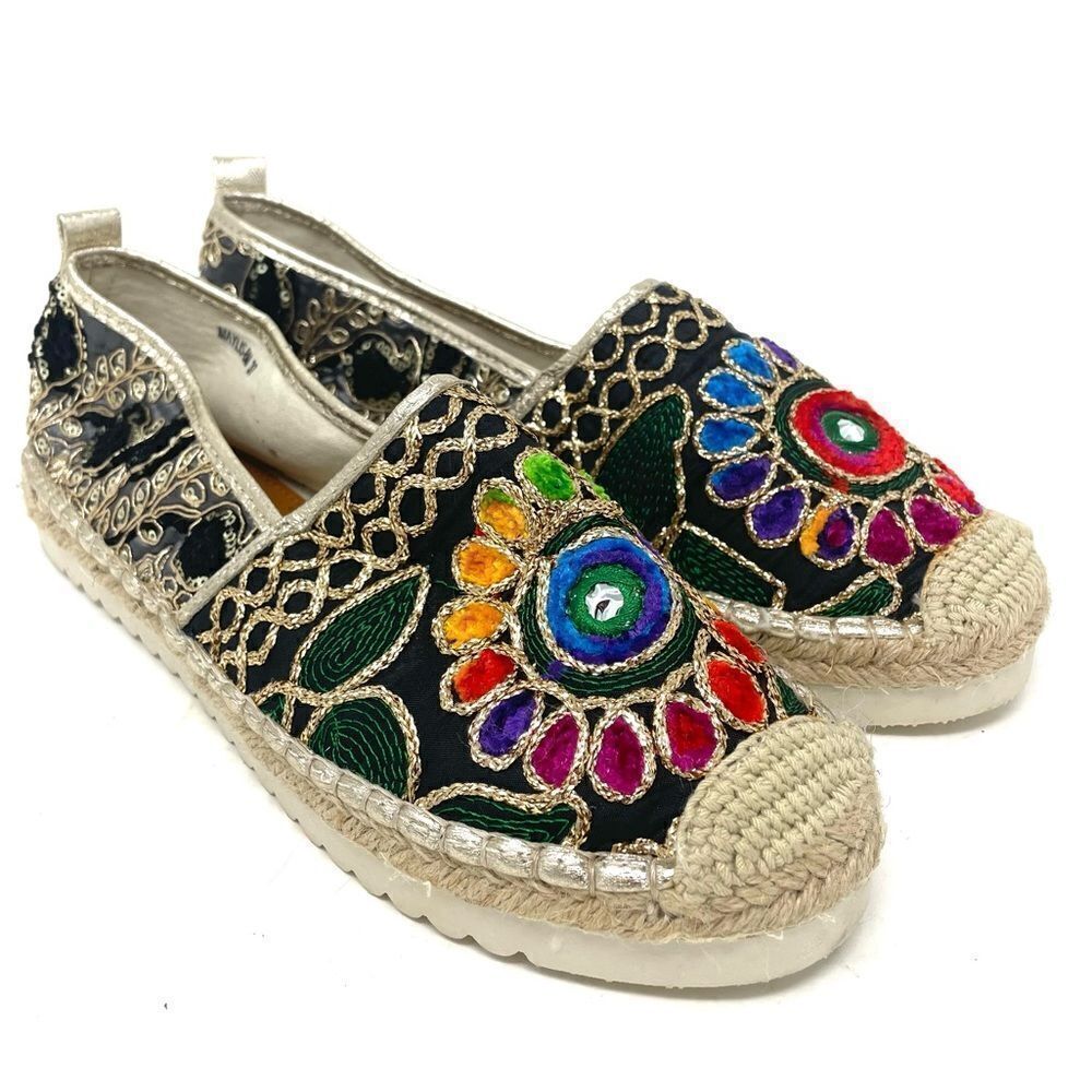 Patrizia By Spring Step Maylis Slip On Embellished Espadrille Black Size 37 - Picture 3 of 6